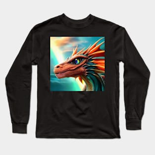 Red Dragon with Rainbow Eyes Long Sleeve T-Shirt